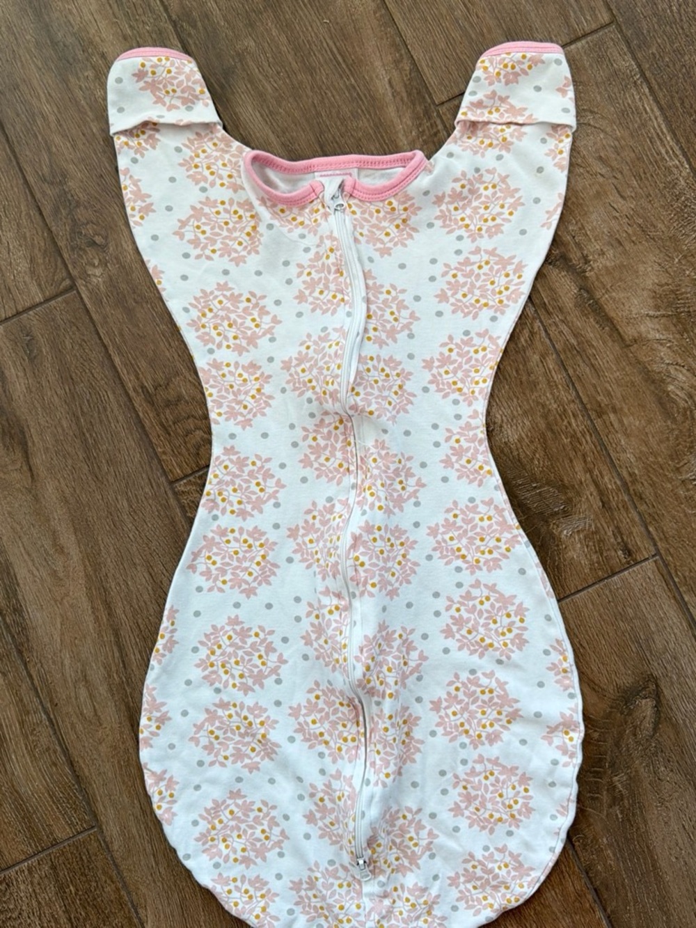 Swaddle Designs Pink Floral Zip-Front One-Piece Footie
